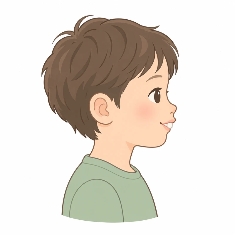出っ歯が気になる子どもの横顔のイラスト