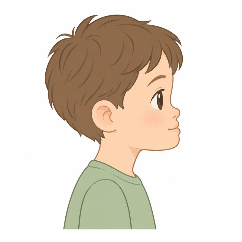 受け口の子どもの横顔のイラスト
